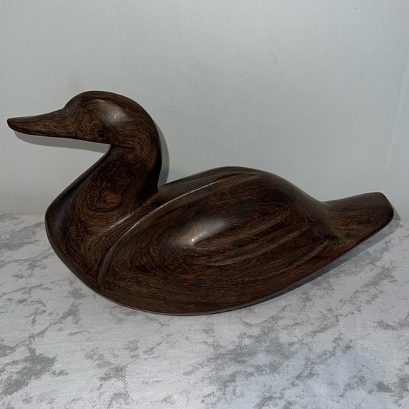 Vintage Hand Carved Wooden Duck Solid Smooth - Picture 1 of 4